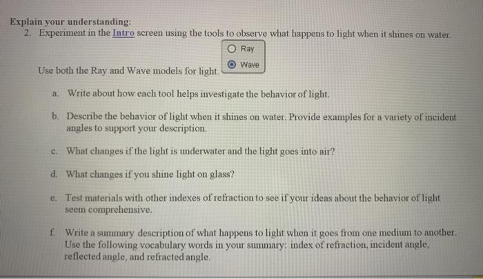 Solved Explain your understanding: 2. Experiment in the | Chegg.com