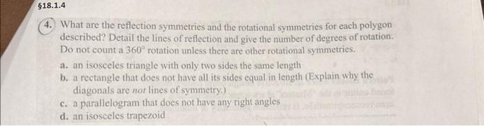 Solved 4. What are the reflection symmetries and the | Chegg.com