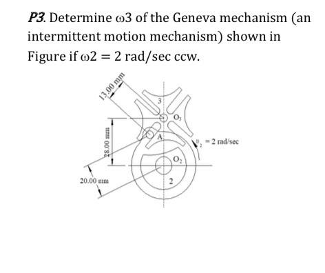 Solved P3. Determine ω3 of the Geneva mechanism (an | Chegg.com