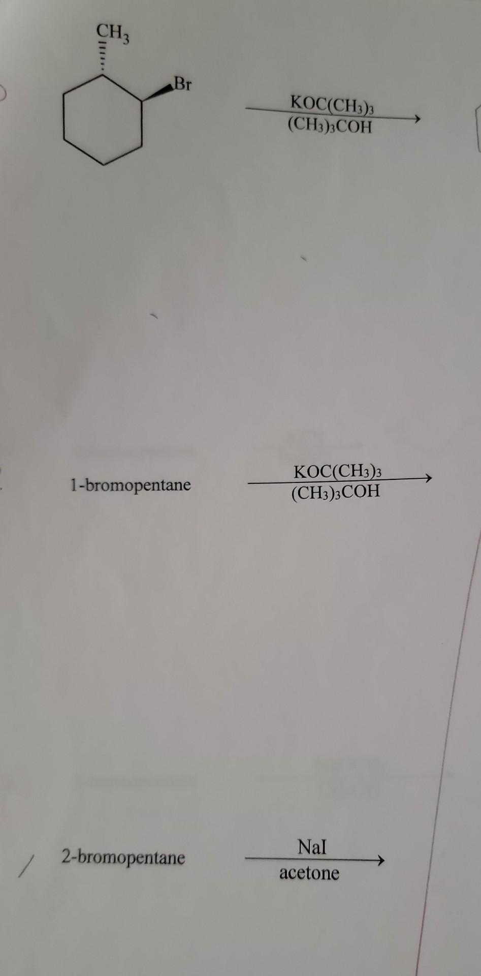 Solved (CH3)3COH 1-bromopentane (CH3)3COHKOC2(CH3)3 | Chegg.com