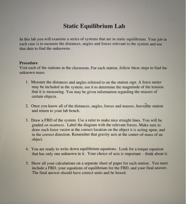 Solved Static Equilibrium Lab In this lab you will examine a | Chegg.com