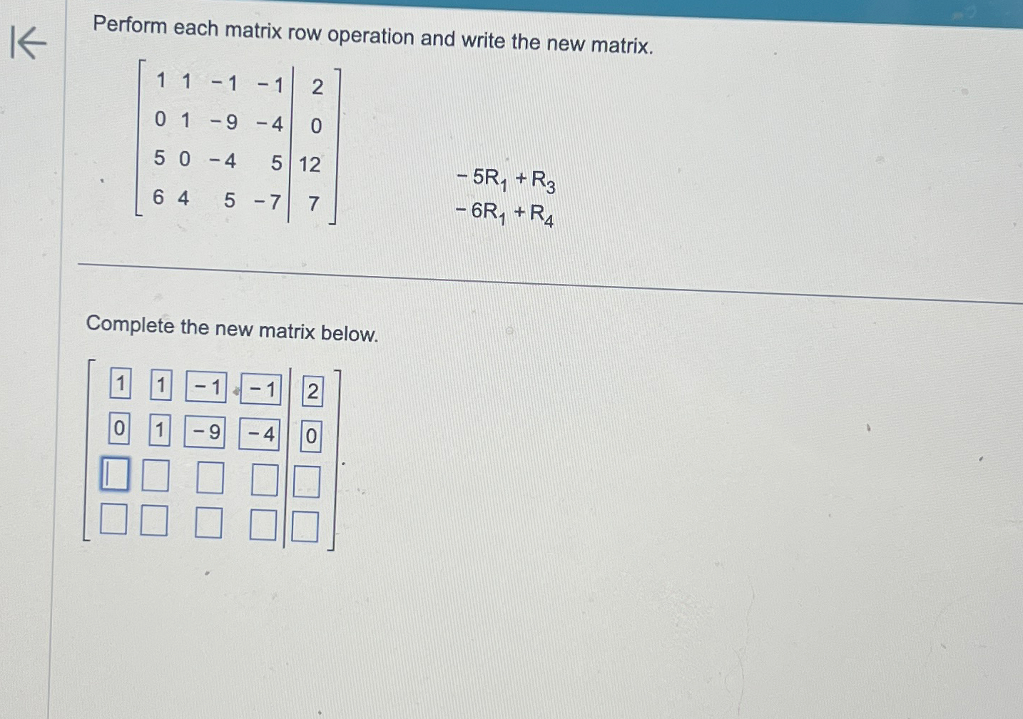 Solved Perform each matrix row operation and write the new | Chegg.com