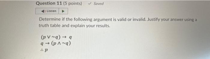 Solved Determine If The Following Argument Is Valid Or | Chegg.com