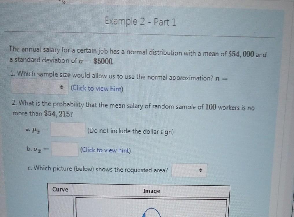 Solved Example 2 - Part 1 The annual salary for a certain | Chegg.com