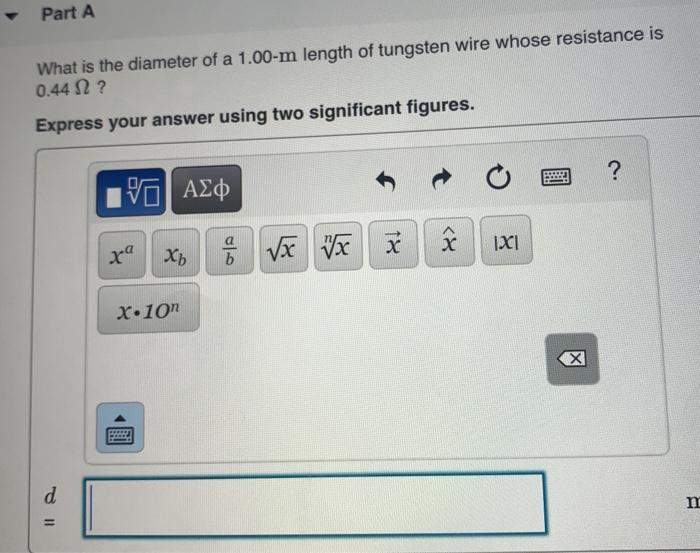 Solved Part A What is the diameter of a 1.00m length of