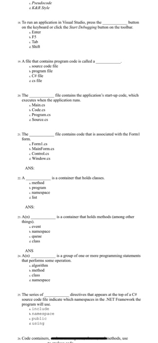 Solved Visual C#2 Practice questions for visual Studio and | Chegg.com