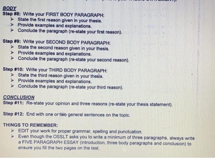 how to start your first body paragraph