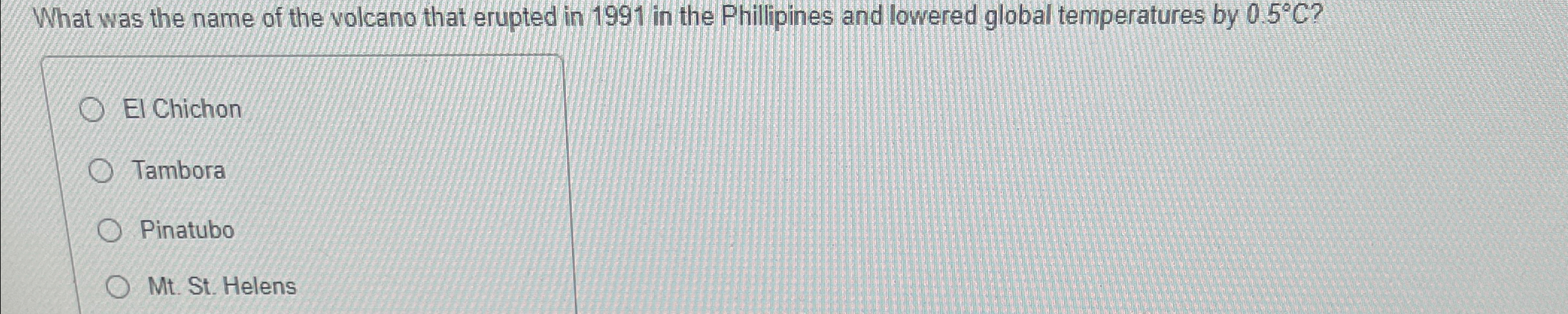 Solved What was the name of the volcano that erupted in 1991 | Chegg.com