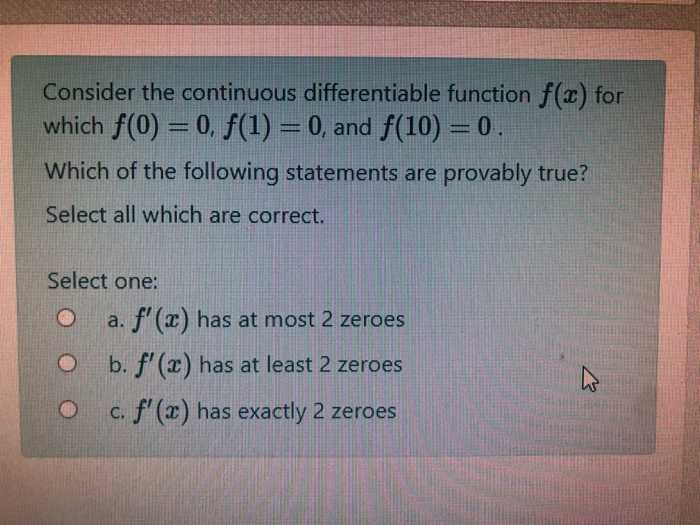 Solved Consider The Continuous Differentiable Function F(x) | Chegg.com