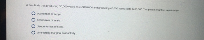 Solved A firm finds that producing 30,000 vases costs | Chegg.com