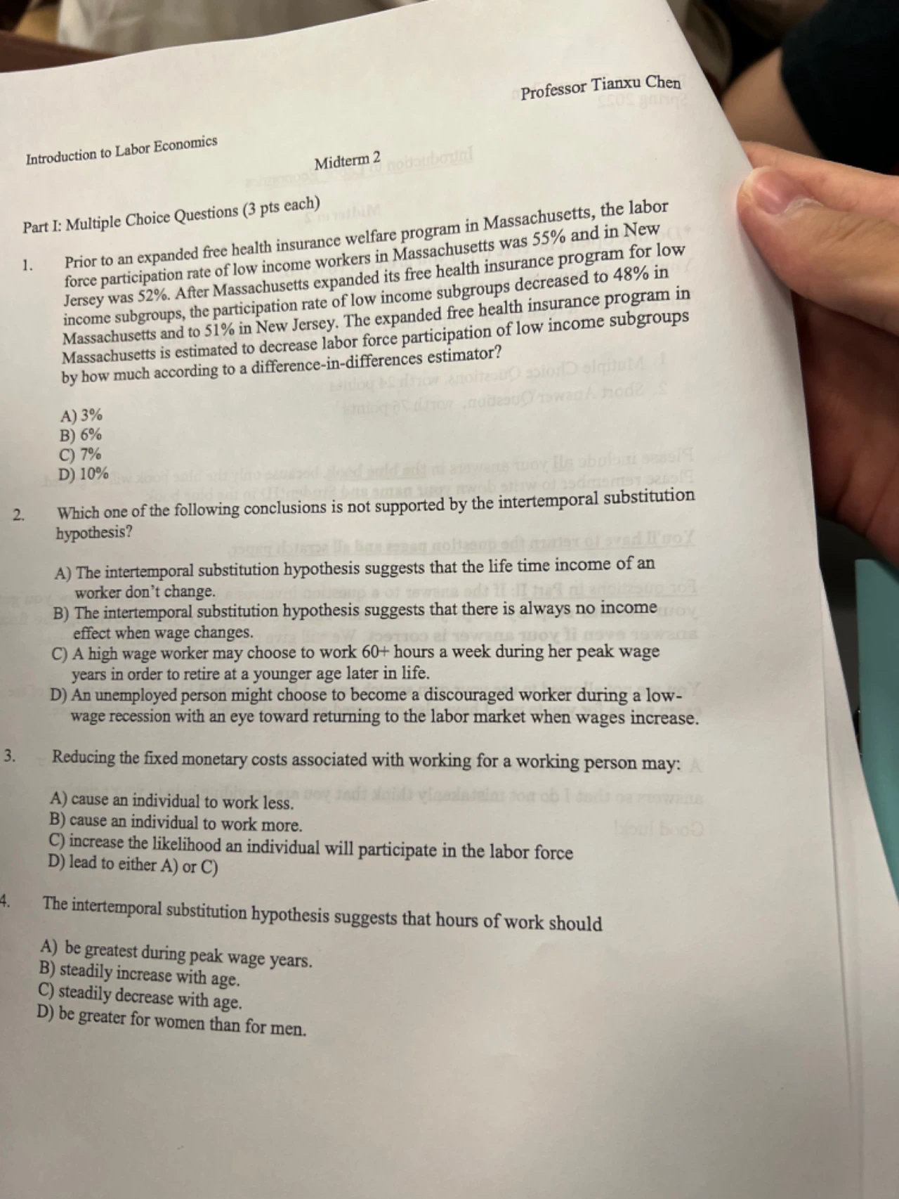 Solved Part I: Multiple Choice Questions (3 ﻿pts each)Prior | Chegg.com
