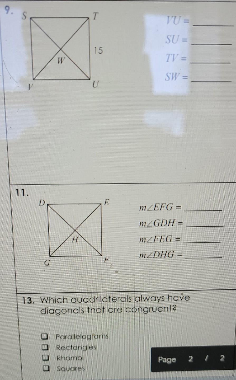 Solved If Each Quadrilateral Below Is A Square Find The Chegg Com