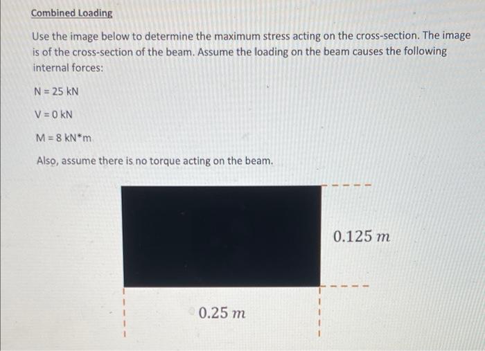 Solved Combined Loading Use the image below to determine the | Chegg.com
