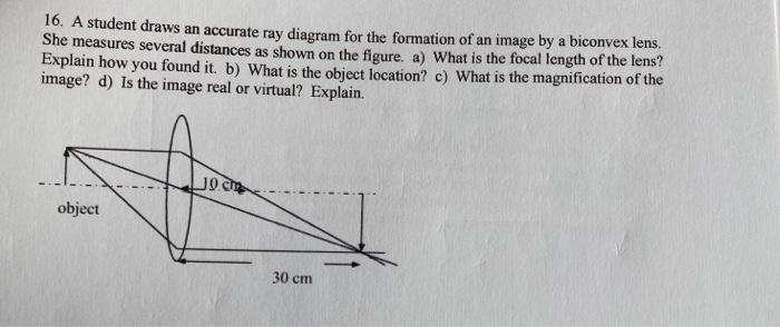 Solved 16. A student draws an accurate ray diagram for the | Chegg.com