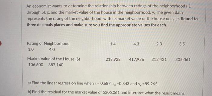 Solved An economist wants to determine the relationship | Chegg.com