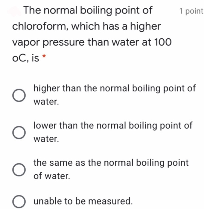 Solved 1 point The normal boiling point of chloroform, which