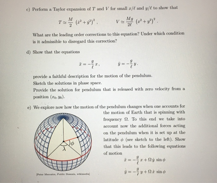 Solved Problem 10 1 Foucault Pendulum A Pendulum Of Mas Chegg Com