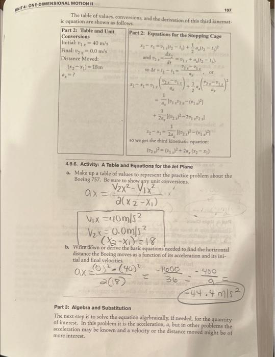 Solved Solving Kinematic Equation for the Stopping Cage for | Chegg.com