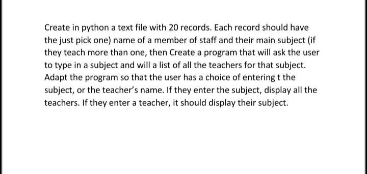 Solved Create in python a text file with 20 records. Each | Chegg.com