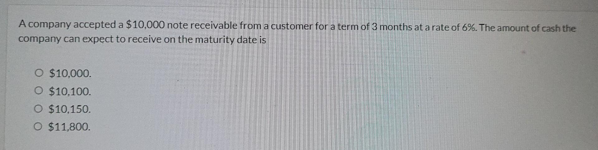 Solved A company accepted a $10,000 note receivable from a | Chegg.com