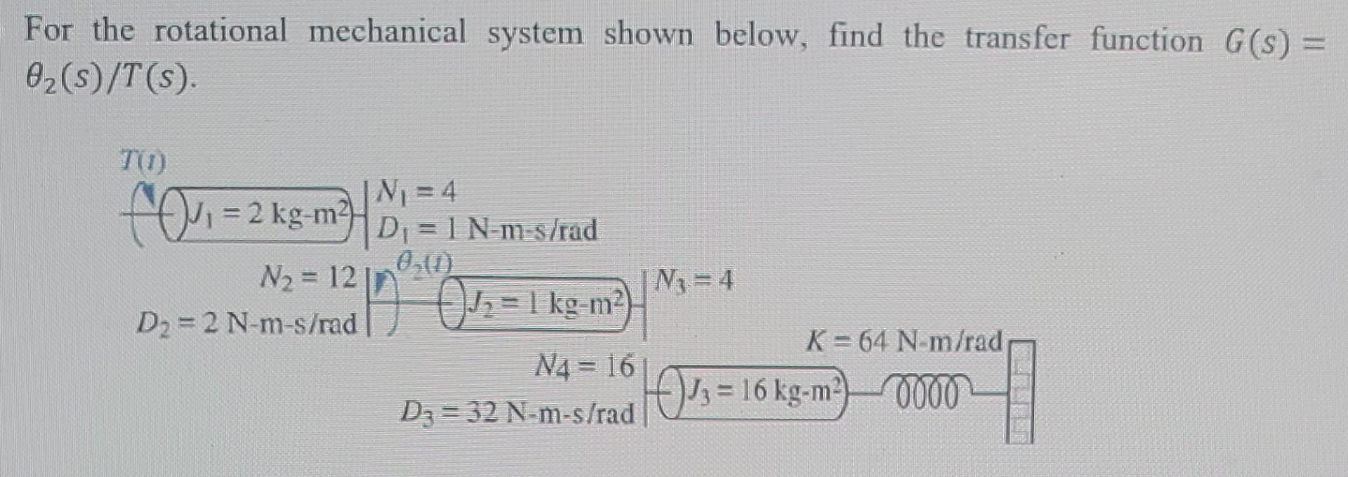 Solved For The Rotational Mechanical System Shown Below, | Chegg.com