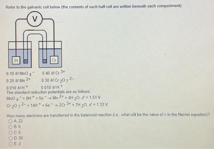 Solved Refer to the galvanic cell below (the contents of | Chegg.com
