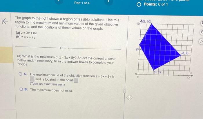 Solved The graph to the right shows a region of feasible | Chegg.com