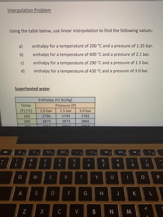 Solved Interpolation Problem Using the table below, use | Chegg.com