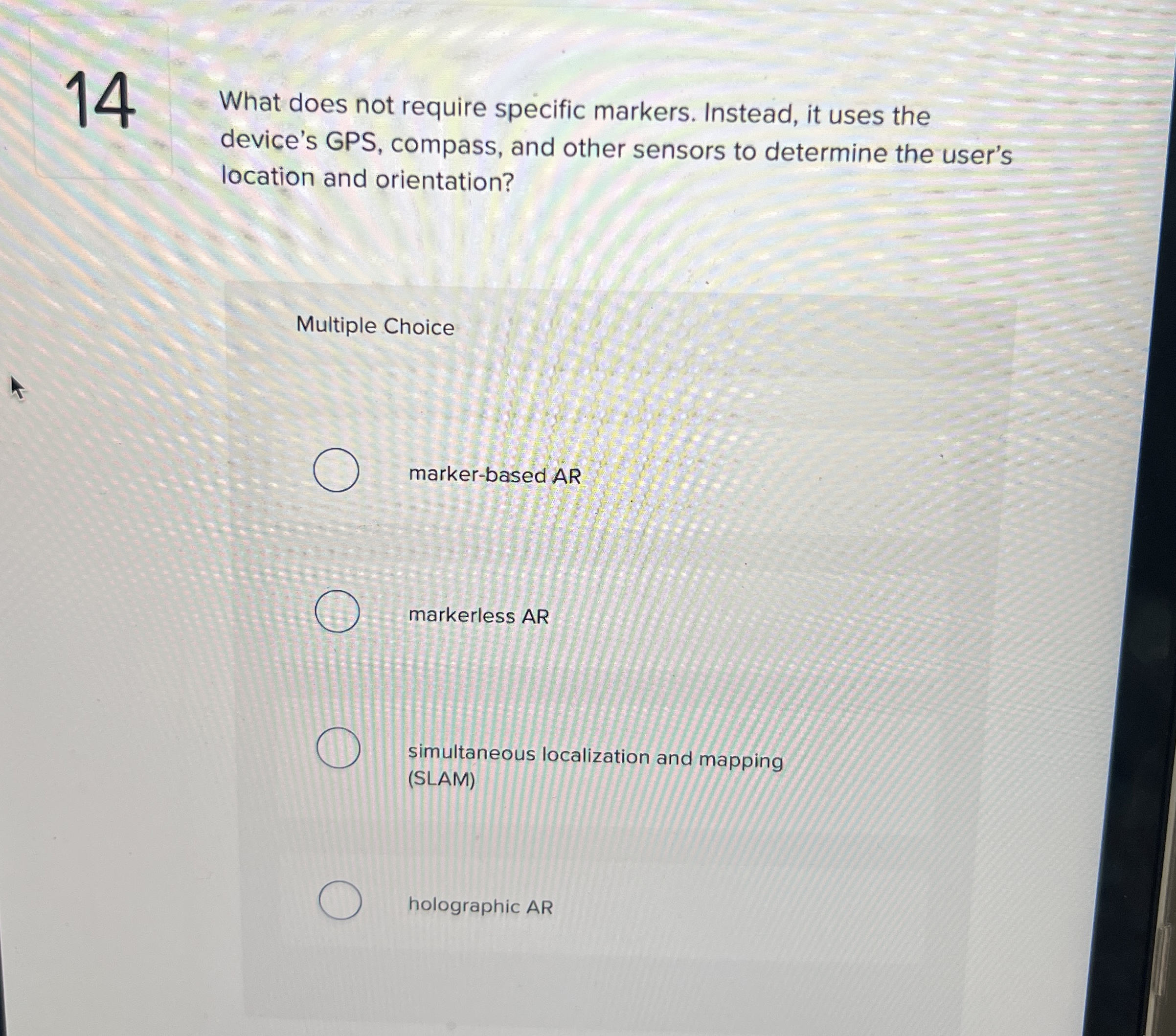 Solved 14What does not require specific markers. Instead, it | Chegg.com