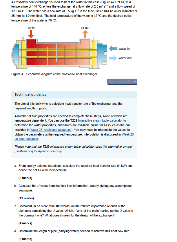 Solved A cross-flow heat exchanger is used to heat the water | Chegg.com