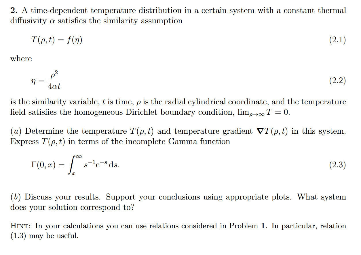 Solved A time-dependent temperature distribution in ﻿a | Chegg.com