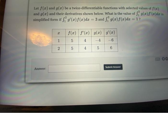 Solved Let F X And G X Be A Twice Differentiable Functions