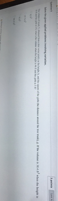 Solved Question 9 3 points Save Solve the given applied | Chegg.com