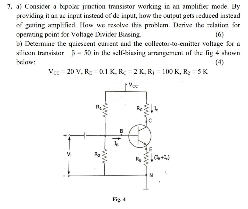 Solved 7. a) Consider a bipolar junction transistor working | Chegg.com