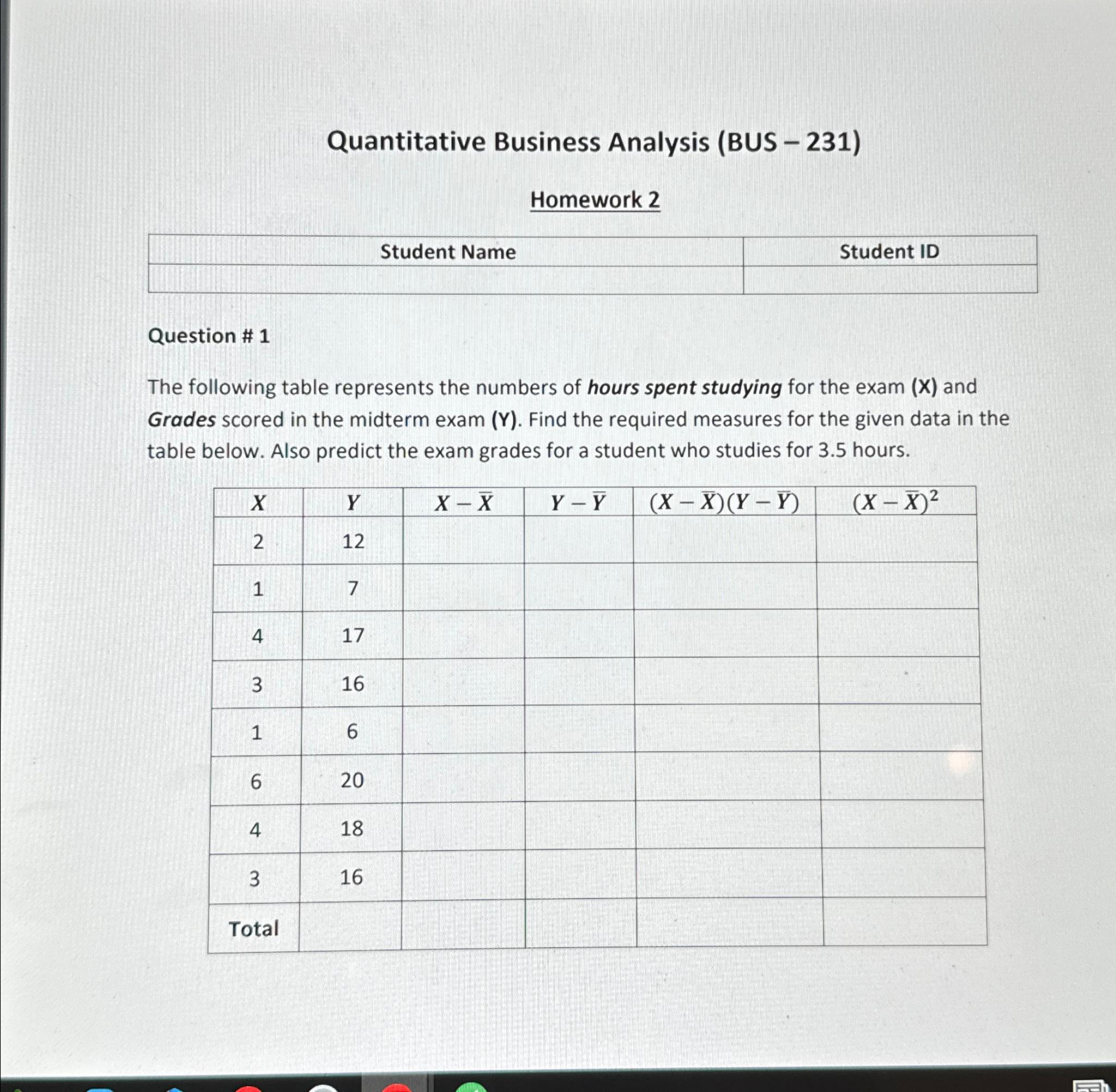 Solved Quantitative Business Analysis (BUS - 231)Homework | Chegg.com