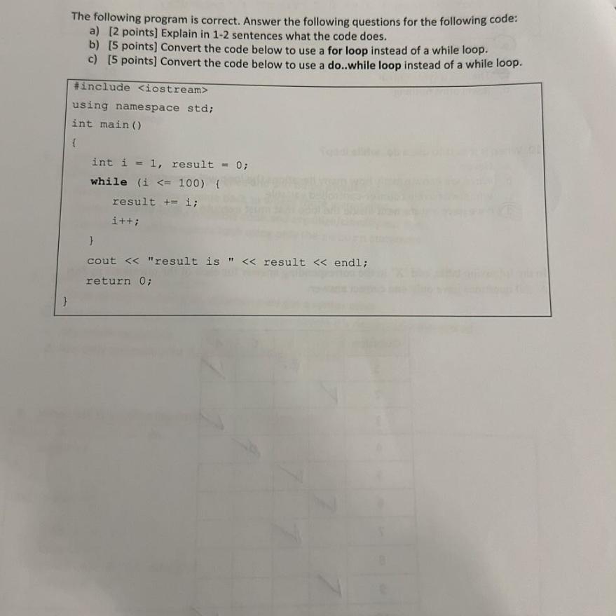 Solved The following program is correct. Answer the | Chegg.com