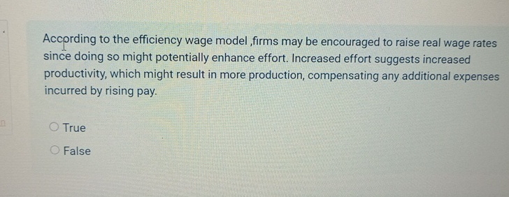 solved 8.b.) in the efficiency-wage model, a decrease... Solved According to the efficiency wage model, firms may be | Chegg.com