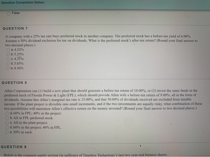 Solved Question Completion Status: False QUESTION 7 A | Chegg.com