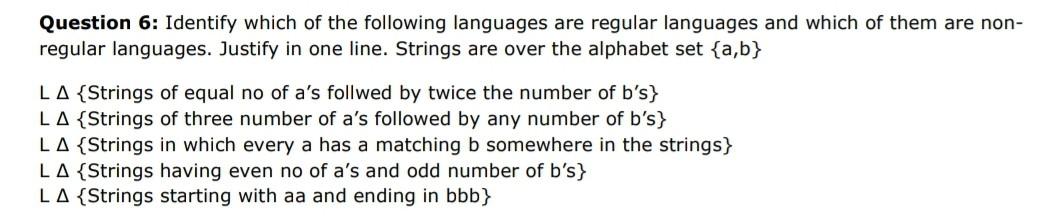 Solved Identify which of the following languages are regular | Chegg.com