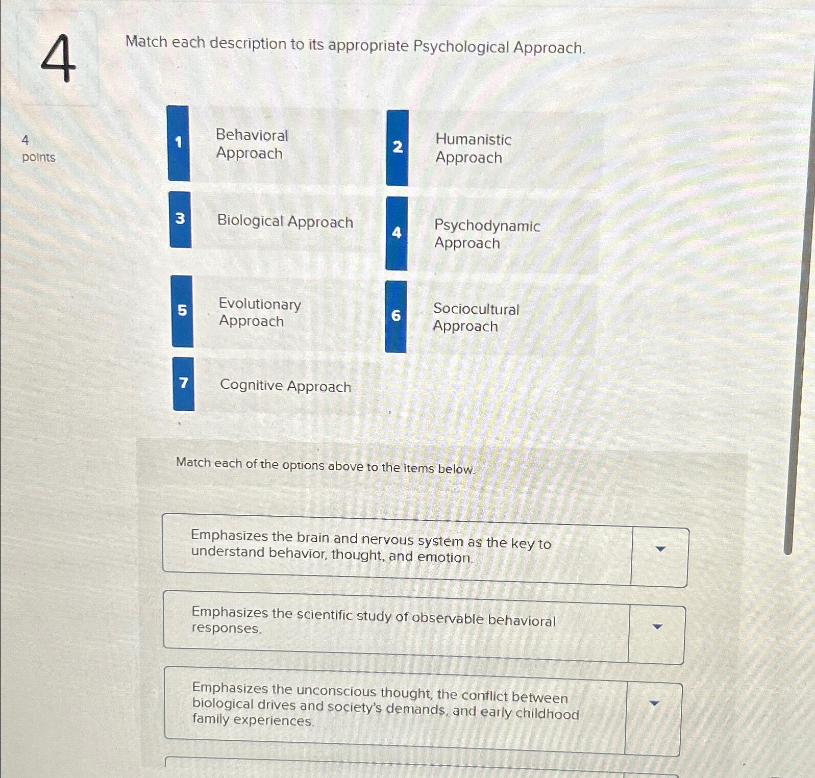 Solved 4Match each description to its appropriate | Chegg.com