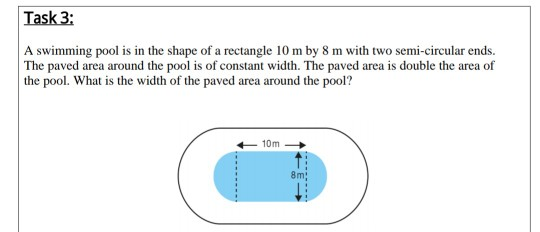 Solved Task 3: A swimming pool is in the shape of a | Chegg.com