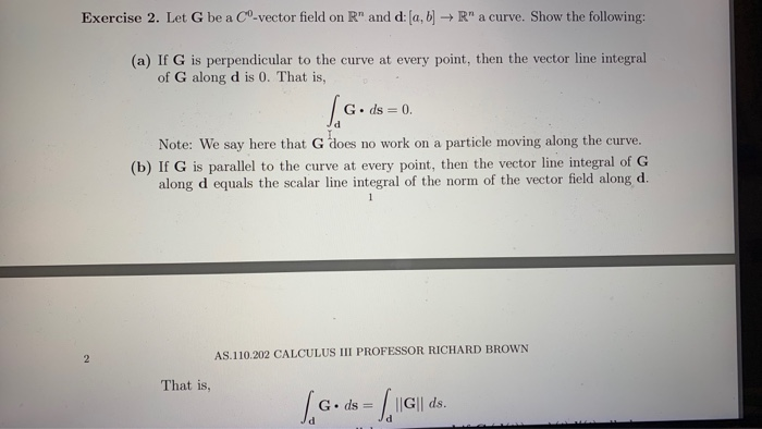 Exercise 2 Let G Be A Cº Vector Field On R And D Chegg Com