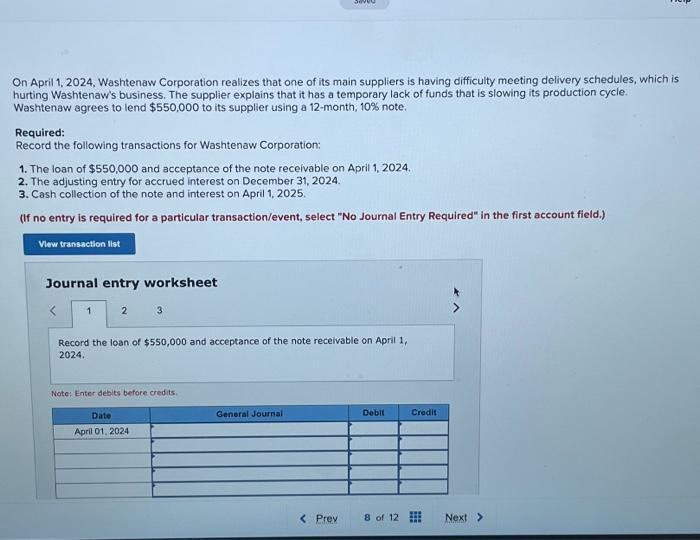 Solved On April 1 2024 Washtenaw Corporation Realizes That Chegg Com   Image