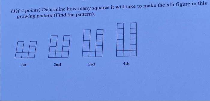 Solved 11)( 4 points) Determine how many squares it will | Chegg.com