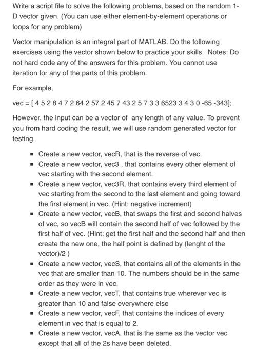Solved Write a script file to solve the following problems, | Chegg.com