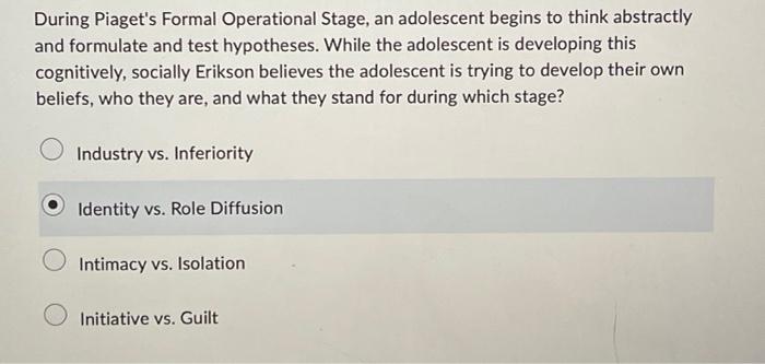 Formal operational stage discount test