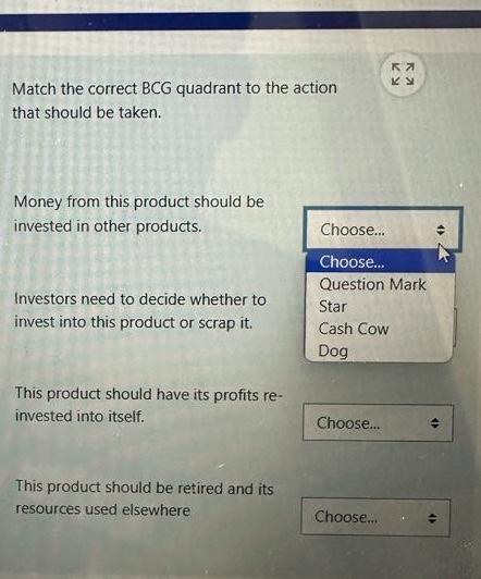 Solved Match the correct BCG quadrant to the action that | Chegg.com