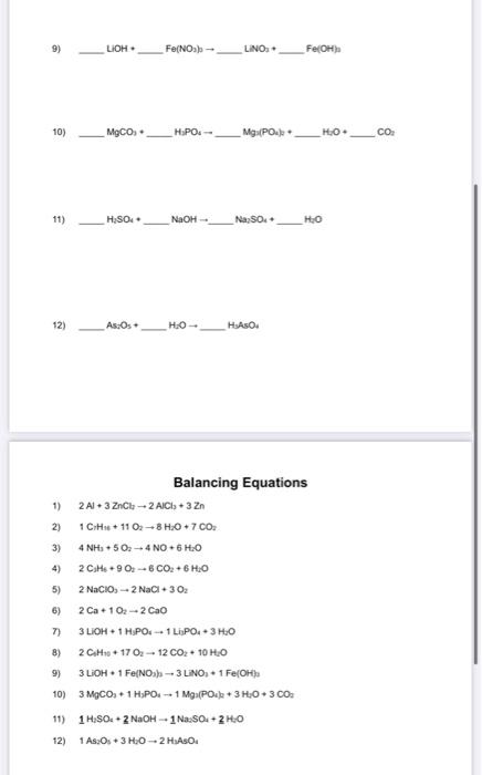 Solved Balancing Equations (Hint try solving 2.4.6. 8 with | Chegg.com