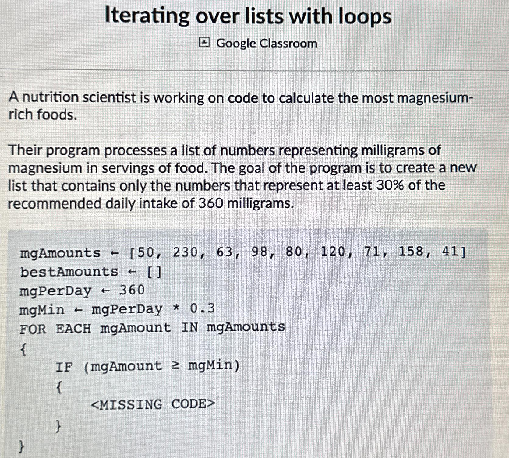 Solved Iterating over lists with loopsGoogle ClassroomA | Chegg.com