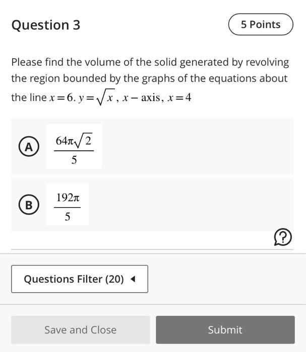 Solved Please find the volume of the solid generated by | Chegg.com